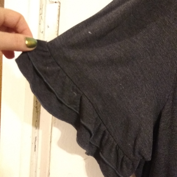Gray 2x dress tie back ruffle sleeve lagenlook - Picture 6 of 6